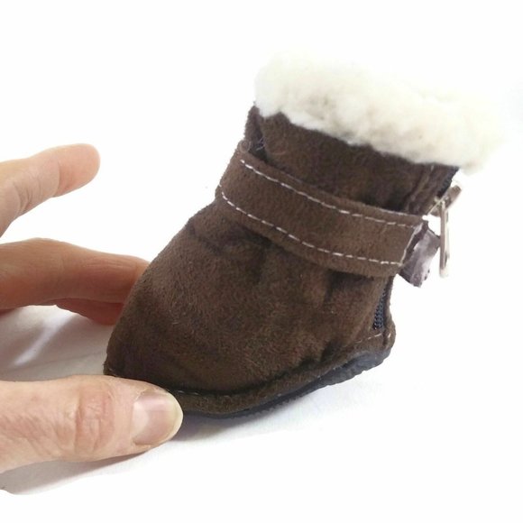 Dogs Winter Boots Outdoor Dog Warm Boot Paws Protector Small Brown Pet Shoes - Picture 3 of 9